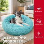 Pet Dog Bedding Warm Plush Round Comfortable Nest Comfy Sleeping kennel Green Large 90cm
