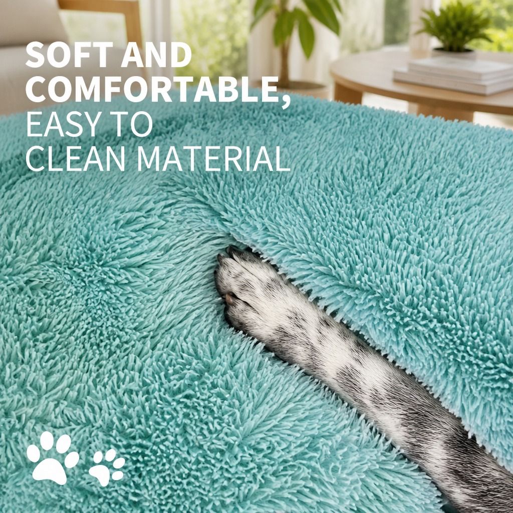 Pet Dog Bedding Warm Plush Round Comfortable Nest Comfy Sleeping kennel Green Large 90cm