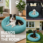 Pet Dog Bedding Warm Plush Round Comfortable Nest Comfy Sleeping kennel Green Large 90cm