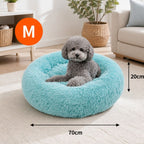 Pet Dog Bed Warm Plush Round Comfortable Nest Comfy Sleeping kennel Green M 70cm