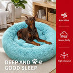 Pet Dog Bed Warm Plush Round Comfortable Nest Comfy Sleeping kennel Green M 70cm