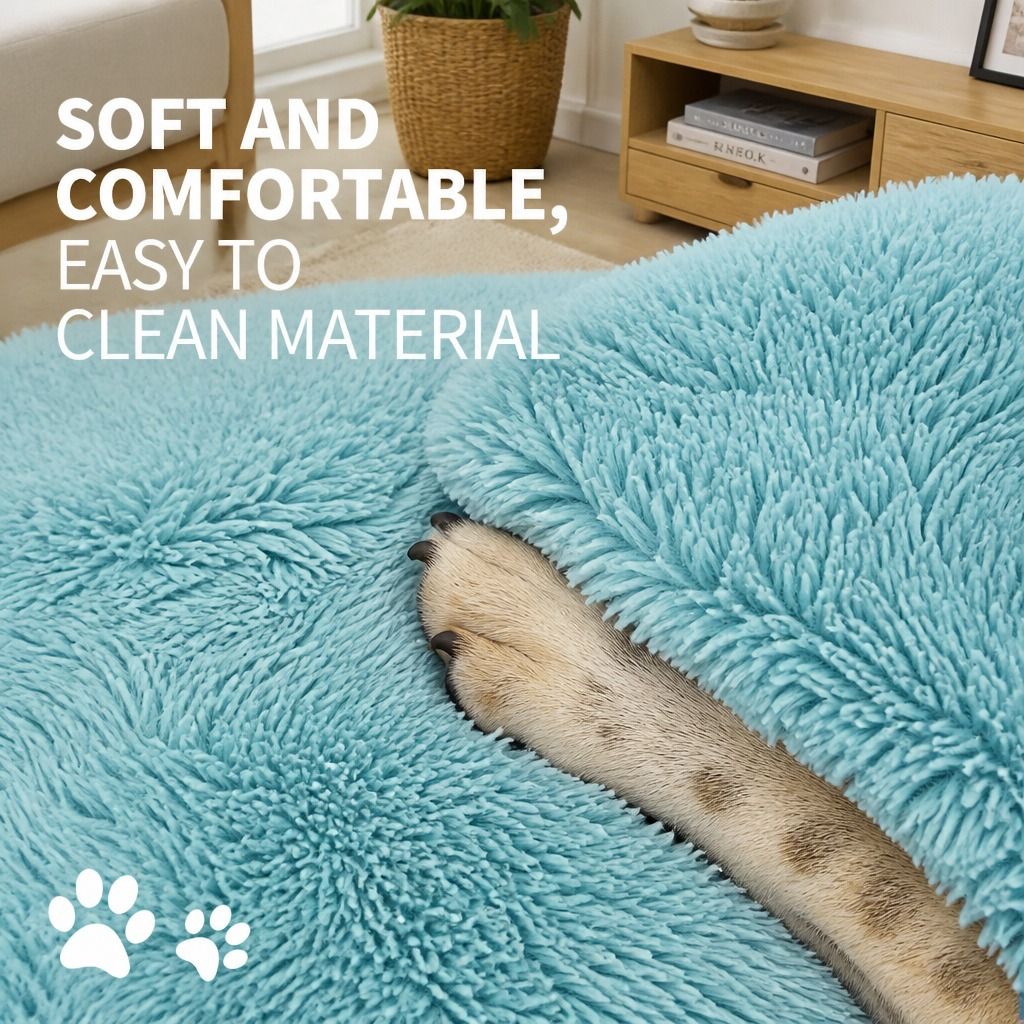 Pet Dog Bed Warm Plush Round Comfortable Nest Comfy Sleeping kennel Green M 70cm