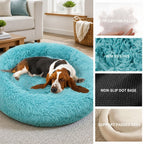 Pet Dog Bed Warm Plush Round Comfortable Nest Comfy Sleeping kennel Green M 70cm