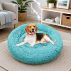 Pet Dog Bed Warm Plush Round Comfortable Nest Comfy Sleeping kennel Green M 70cm