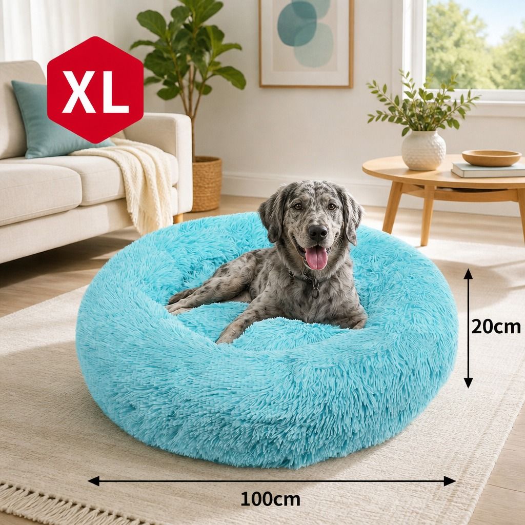 Pet Dog Bedding Warm Plush Round Comfortable Nest Comfy Sleep kennel Green 100cm