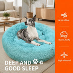Pet Dog Bedding Warm Plush Round Comfortable Nest Comfy Sleep kennel Green 100cm