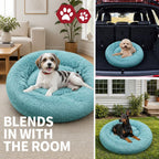Pet Dog Bedding Warm Plush Round Comfortable Nest Comfy Sleep kennel Green 100cm