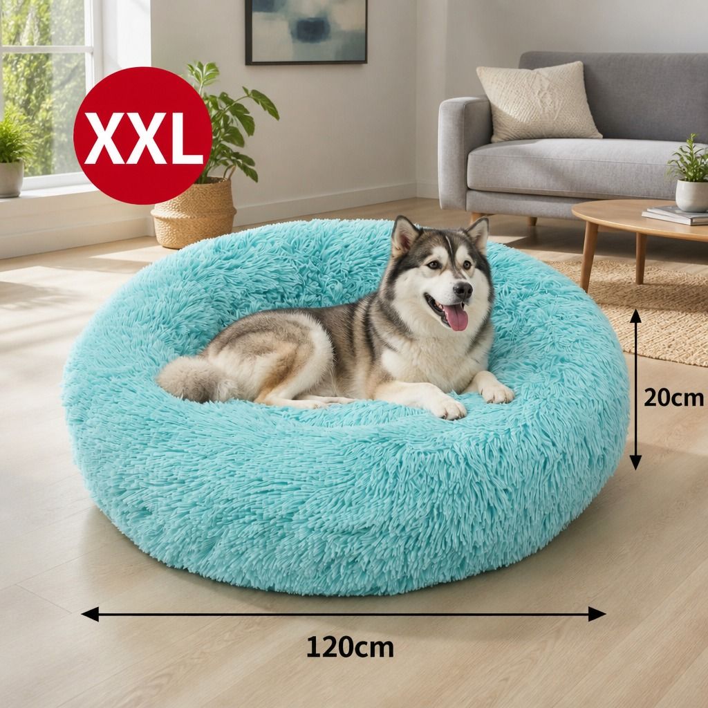 Pet Dog Bedding Warm Plush Round Comfortable Nest Comfy Sleep kennel Green 120cm