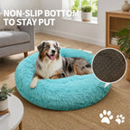 Pet Dog Bedding Warm Plush Round Comfortable Nest Comfy Sleep kennel Green 120cm
