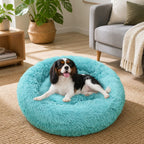 Pet Dog Bedding Warm Plush Round Comfortable Nest Comfy Sleep kennel Green 120cm