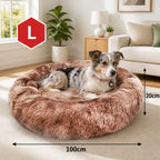 Dog Cat Pet Calming Bed Washable ZIPPER Cover Warm Soft Plush Round Sleeping 100