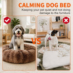 Dog Cat Pet Calming Bed Washable ZIPPER Cover Warm Soft Plush Round Sleeping 100