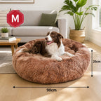 Dog Cat Pet Calming Bed Warm Soft Plush Round Nest Comfy Sleeping Kennel Cave AU
