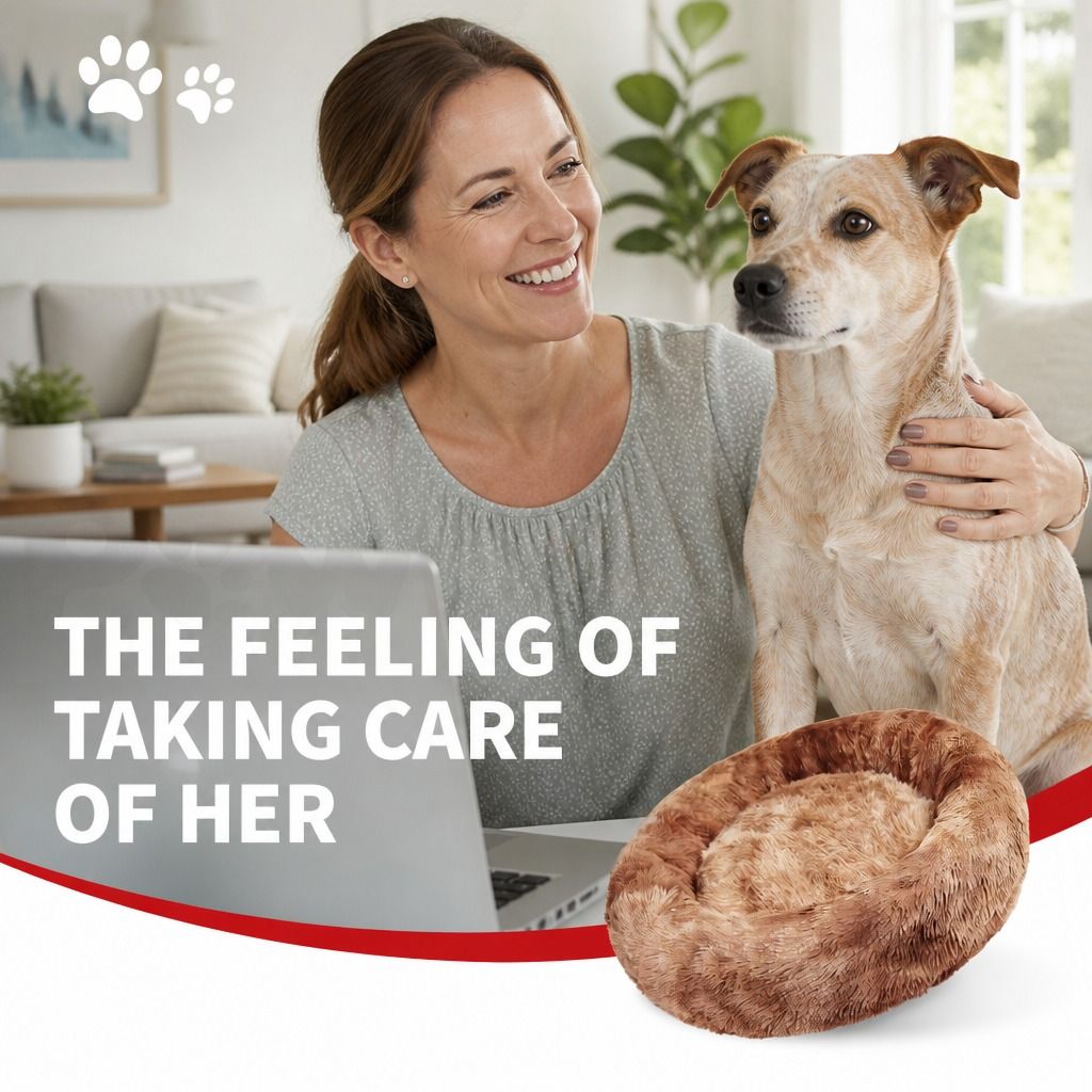 Dog Cat Pet Calming Bed Warm Soft Plush Round Nest Comfy Sleeping Kennel Cave AU