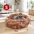 Dog Cat Pet Calming Bed Warm Soft Plush Round Nest Comfy Sleeping Kennel Cave 70