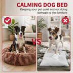 Dog Cat Pet Calming Bed Warm Soft Plush Round Nest Comfy Sleeping Cave 120cm