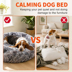 Dog Cat Pet Calming Bed Washable ZIPPER Cover Warm Soft Plush Round Sleeping 70