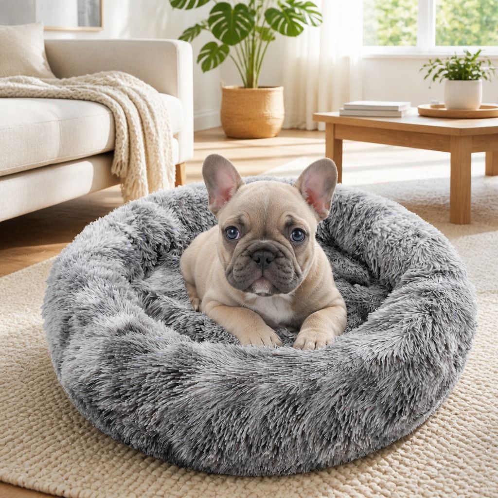 Dog Cat Pet Calming Bed Washable ZIPPER Cover Warm Soft Plush Round Sleeping 70