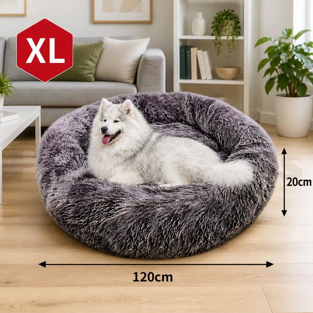 Pet Dog Cat Calming Bed Warm Soft Plush Sleeping Kennel Removable Washable 120cm