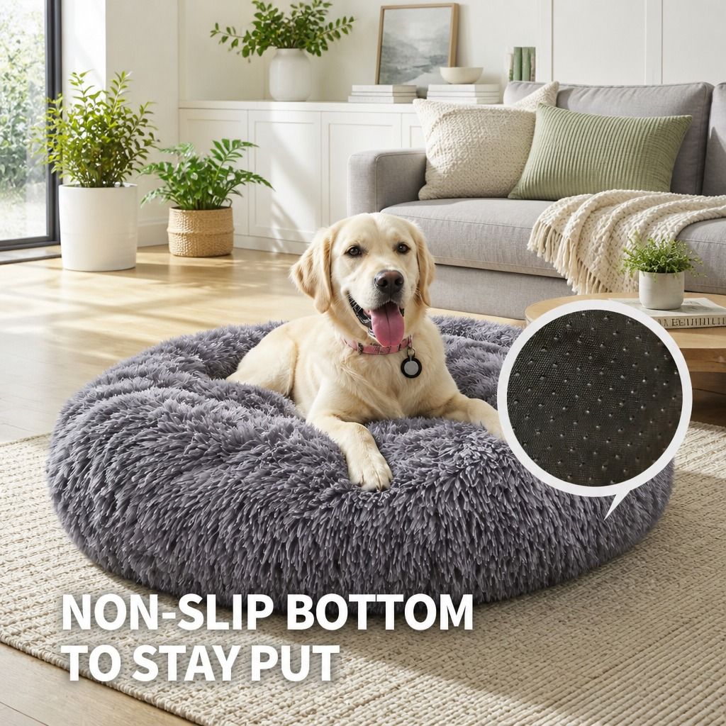 Pet Dog Cat Calming Bed Warm Soft Plush Sleeping Kennel Removable Washable 120cm