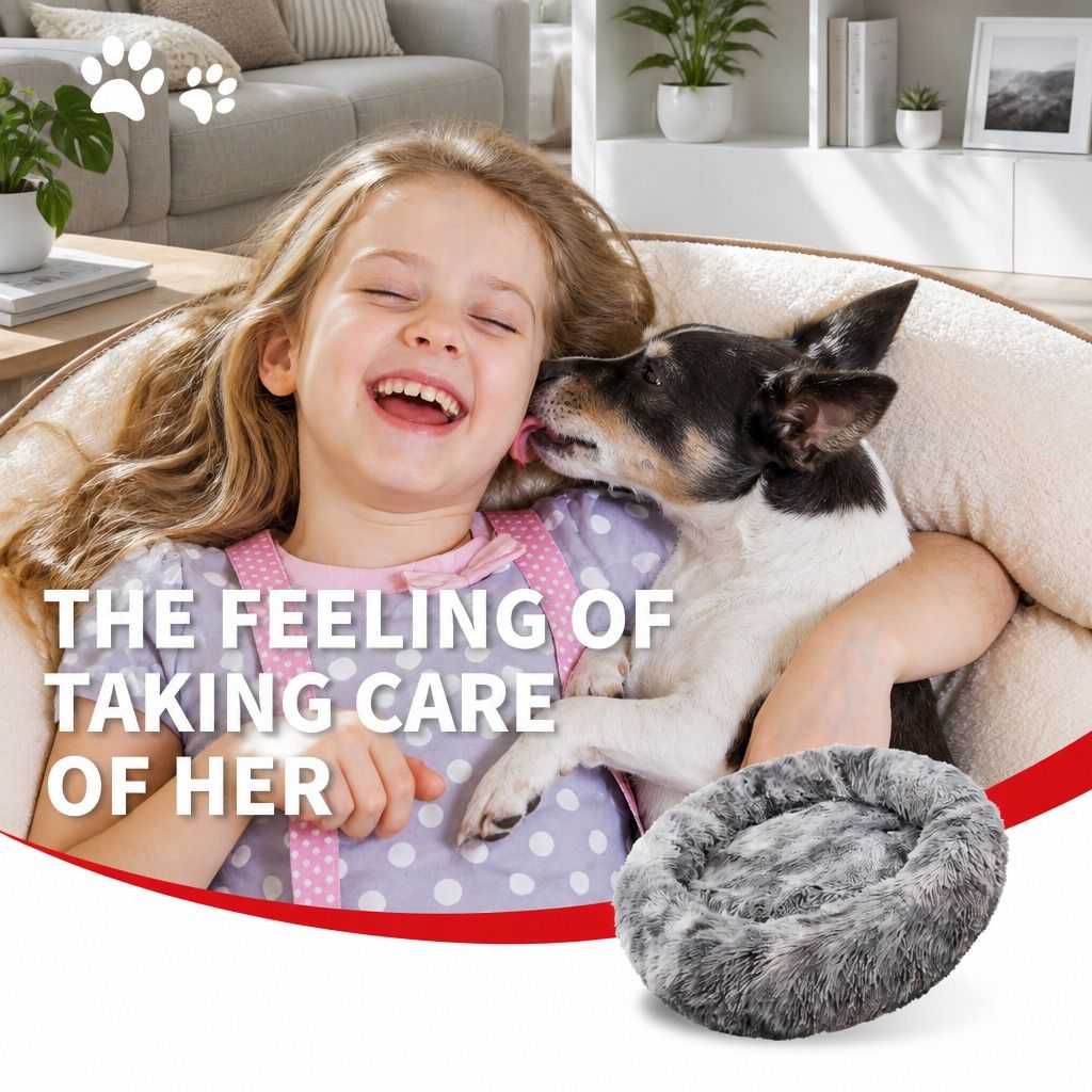 Pet Dog Cat Calming Bed Warm Soft Plush Sleeping Kennel Removable Washable 120cm