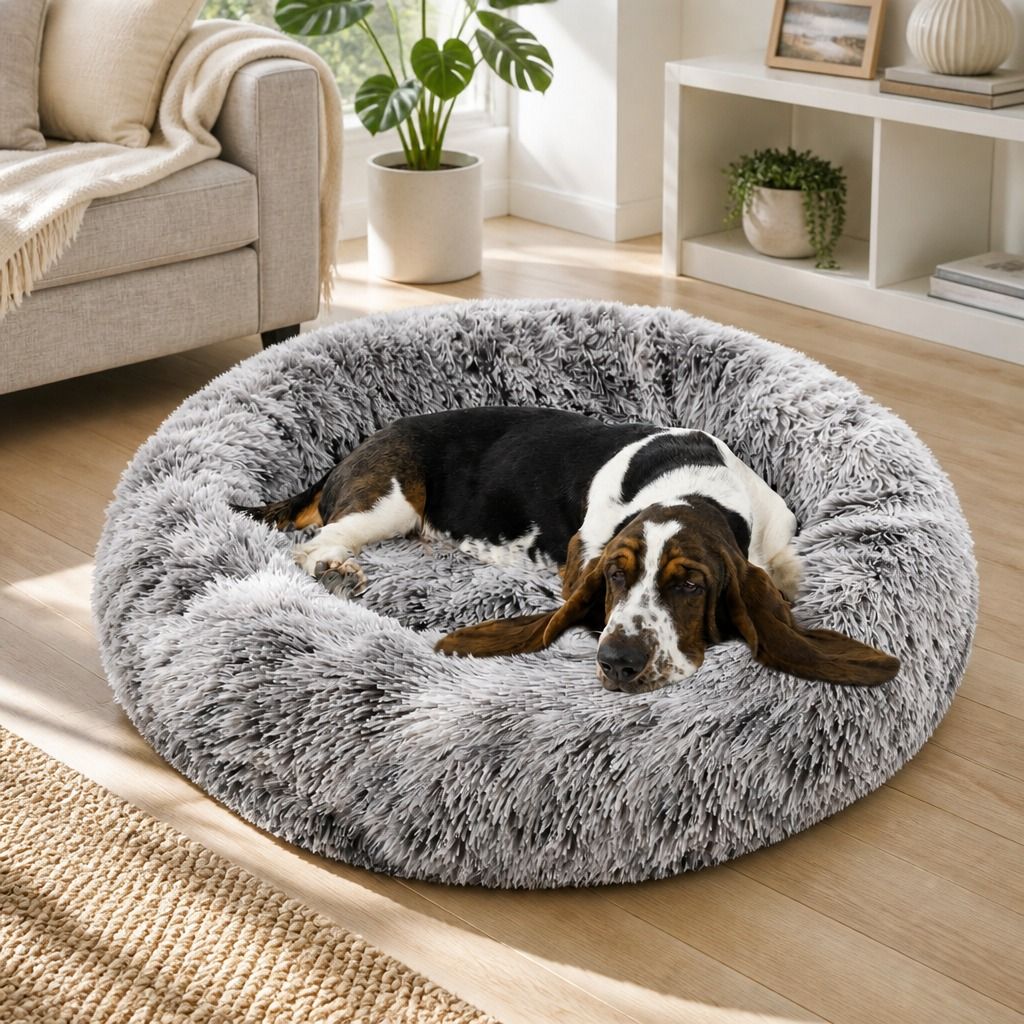 Pet Dog Cat Calming Bed Warm Soft Plush Sleeping Kennel Removable Washable 120cm