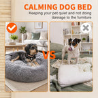 Dog Cat Pet Calming Bed Washable ZIPPER Cover Warm Soft Plush Round Sleeping 100