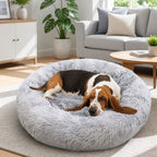 Dog Cat Pet Calming Bed Washable ZIPPER Cover Warm Soft Plush Round Sleeping 100