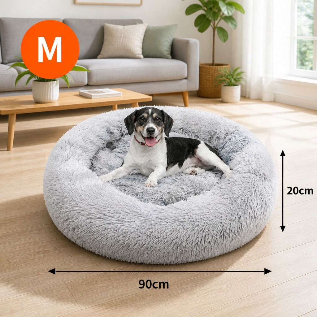 Pet Bed Dog Cat Large Beds Calming Warm Soft Cushion Mattress Plush Comfy 90cm