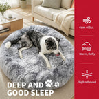 Dog Cat Pet Calming Bed Warm Soft Plush Round Nest Comfy Sleeping Washable Zip