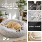 Dog Cat Pet Calming Bed Warm Soft Plush Round Nest Comfy Sleeping Washable Zip