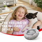 Dog Cat Pet Calming Bed Warm Soft Plush Round Nest Comfy Sleeping Washable Zip