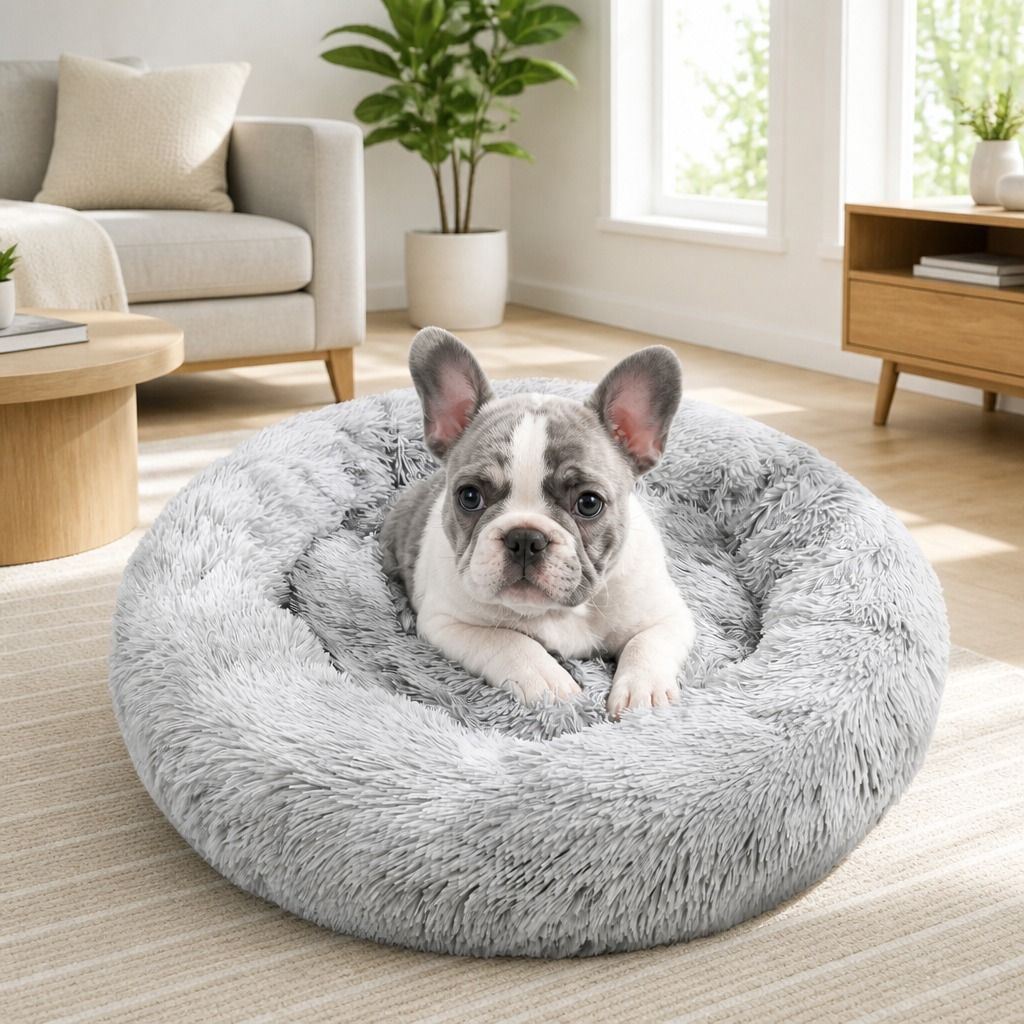 Dog Cat Pet Calming Bed Warm Soft Plush Round Nest Comfy Sleeping Washable Zip