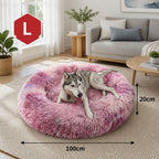Cat Dog Pet Calming Bed Warm Soft Plush Round Nest Comfy Sleeping Kennel Cave AU