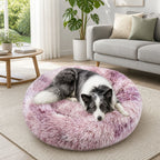 Cat Dog Pet Calming Bed Warm Soft Plush Round Nest Comfy Sleeping Kennel Cave AU