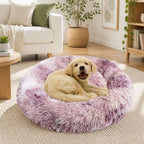 Dog Cat Pet Calming Bed Warm Soft Plush Round Nest Comfy Sleeping Kennel Cave 90