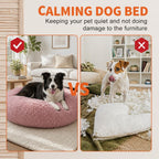 Dog Cat Pet Calming Bed Warm Soft Plush Round Nest Comfy Sleeping Kennel Cave 90