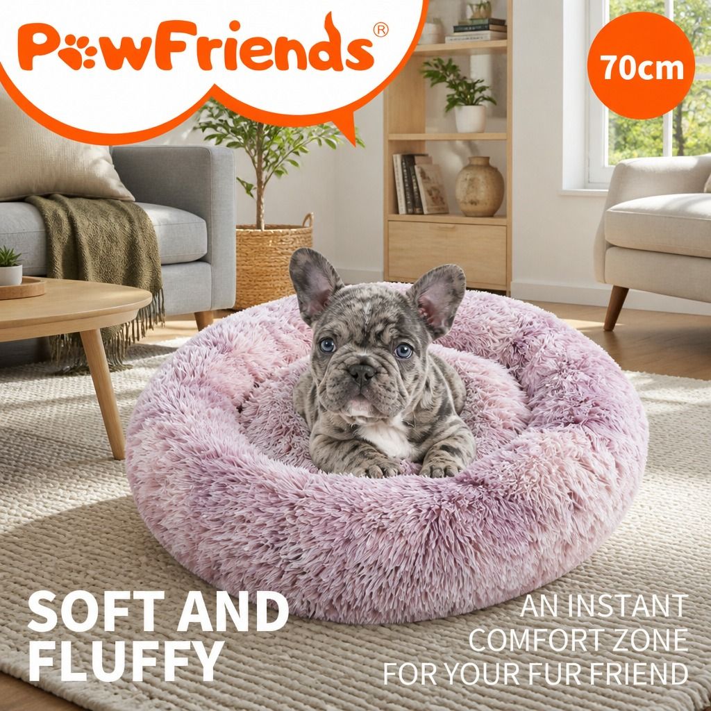 Dog Pet Cat Calming Bed Beds Large Mat Comfy Puppy Fluffy Donut Cushion Plush 70