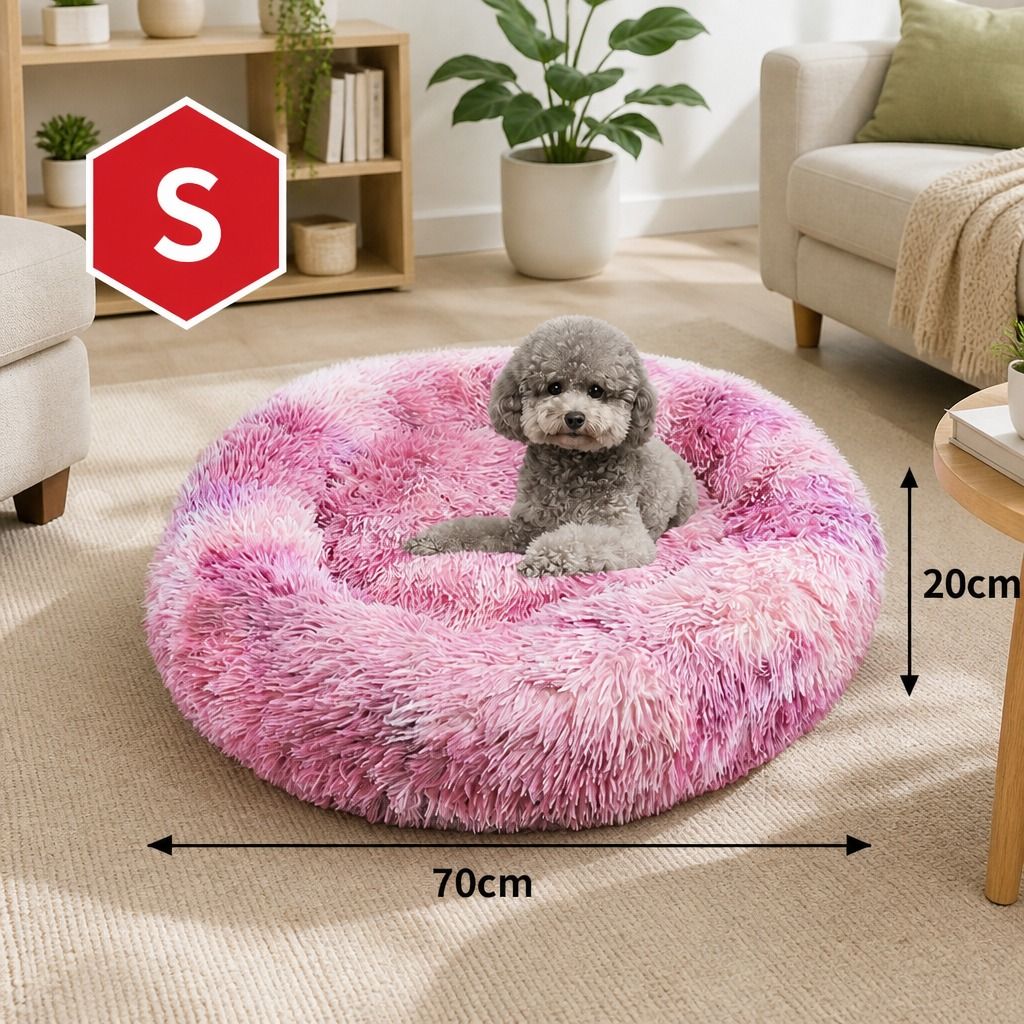 Dog Pet Cat Calming Bed Beds Large Mat Comfy Puppy Fluffy Donut Cushion Plush 70