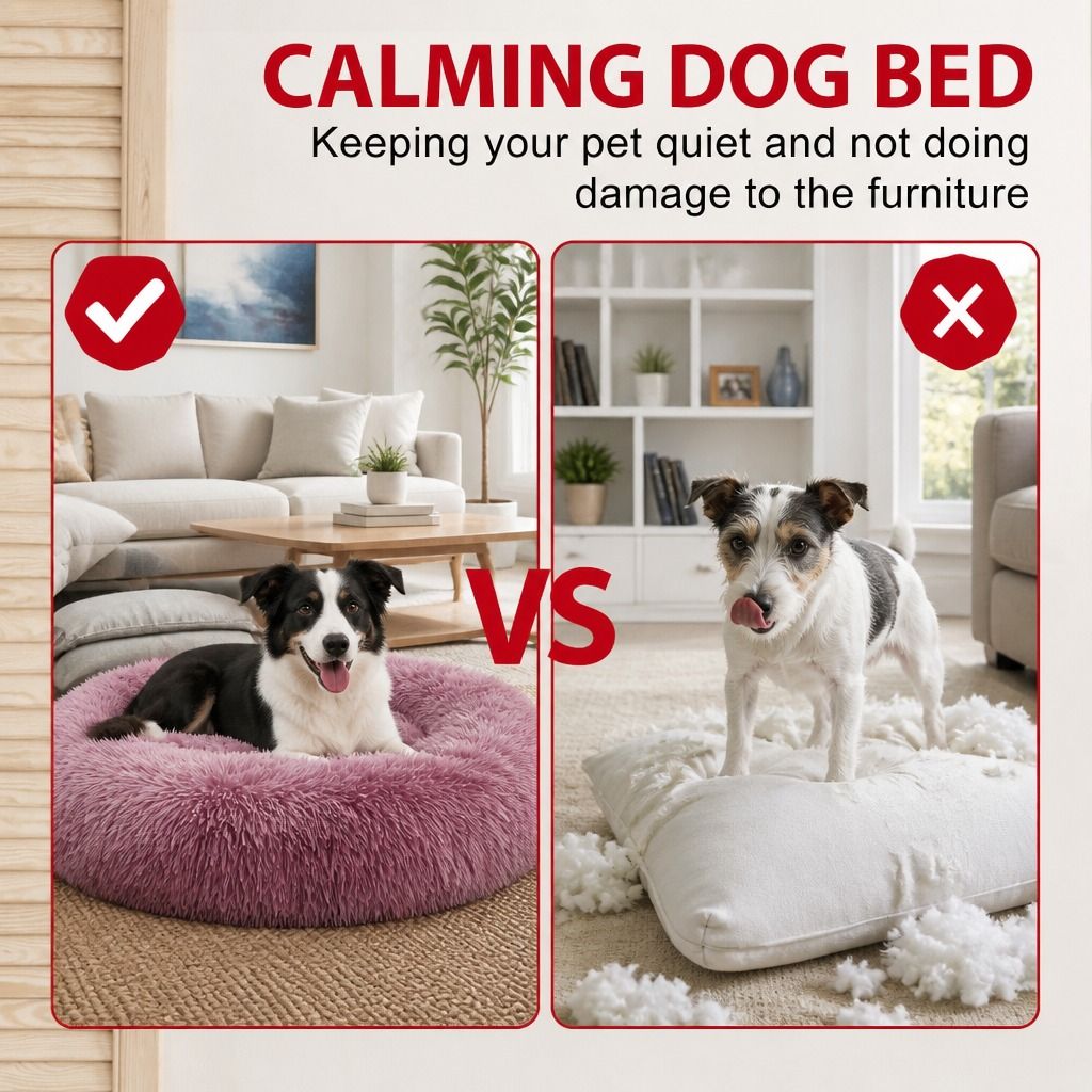 Dog Pet Cat Calming Bed Beds Large Mat Comfy Puppy Fluffy Donut Cushion Plush 70