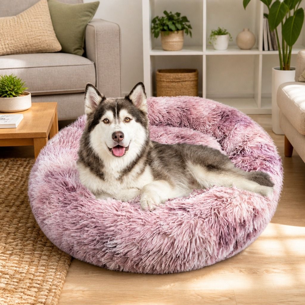 Dog Pet Cat Calming Bed Beds Large Mat Comfy Puppy Fluffy Donut Cushion Plush 70
