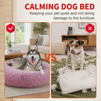 Dog Cat Pet Calming Bed Warm Soft Plush Round Nest Comfy Sleeping Cave MEL 120cm