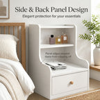 HYGGO Bedside Table Drawer Nightstand Minimalist White Storage Dual Shelves Cabinet