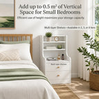 HYGGO Bedside Table Drawer Nightstand Minimalist White Storage Dual Shelves Cabinet
