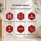 HYGGO Wooden Bedside Table Nightstand Drawer Storage Minimalist Multi-Functional