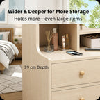 HYGGO Wooden Bedside Table Nightstand Drawer Storage Minimalist Multi-Functional