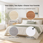 HYGGO Bedside Table Drawer Nightstand Light Gray Wood Grain White Fronts Curved Design