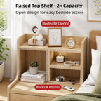 HYGGO Light Wood Bedside Table Drawer Nightstand Open Shelf Storage Tray Nordic 70cm