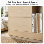 HYGGO Light Wood Bedside Table Drawer Nightstand Open Shelf Storage Tray Nordic 70cm