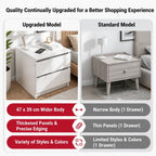 HYGGO Bedside Table Drawer Nightstand Warm White Double Drawer Finger Pull Modern